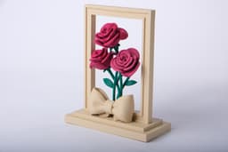 Framed Roses — Stylized Bouquet in Frame with Bow 3d model