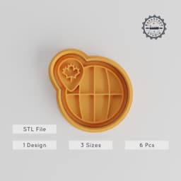 Globe Shape Cutter & Stamp Set, World Map, Earth Sphere, Perfect for Cookies & Fondant, Includes 6 Pieces, Sizes S/M/L PRODUCT_5474 3d model