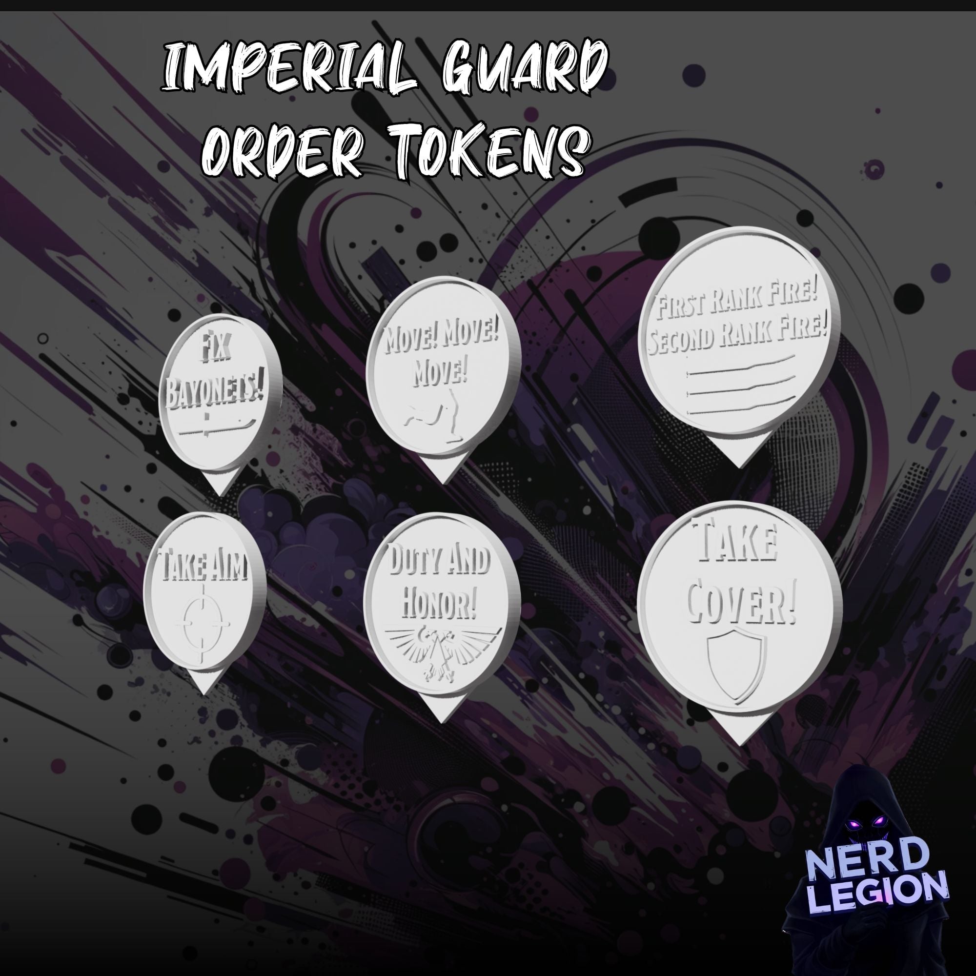 Imperial Guard Order Tokens - Wargaming Accessory 3d model
