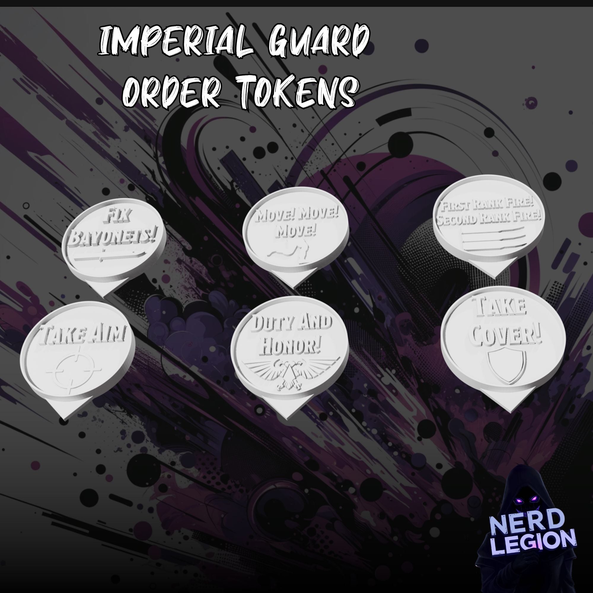 Imperial Guard Order Tokens - Wargaming Accessory 3d model