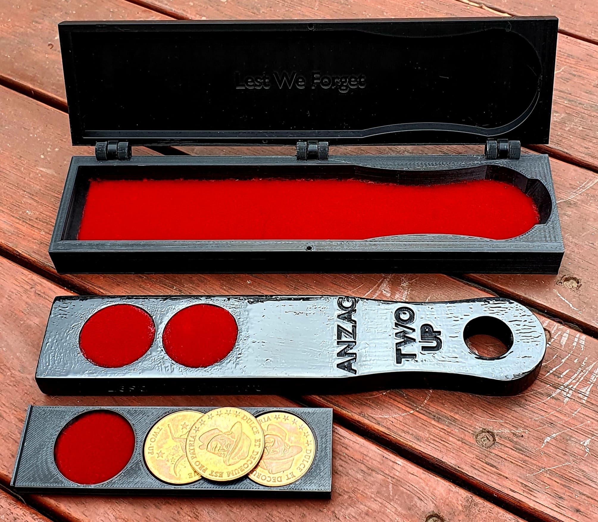 Anzac Day Two Up Paddle with Storage and Display Box 3d model