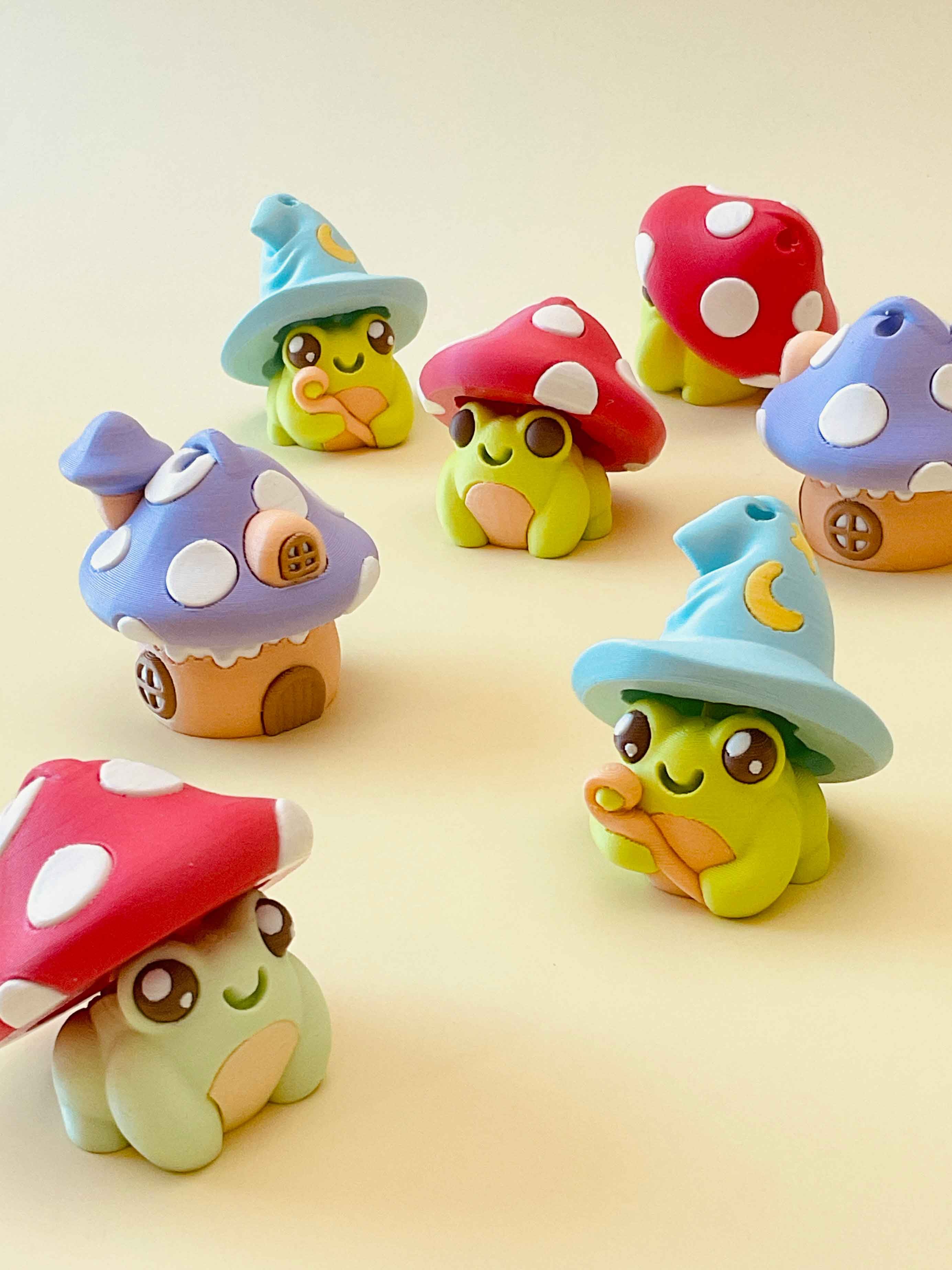 Toadstool Mushroom Frog Clicker Keychain Fidget Toy 3d model