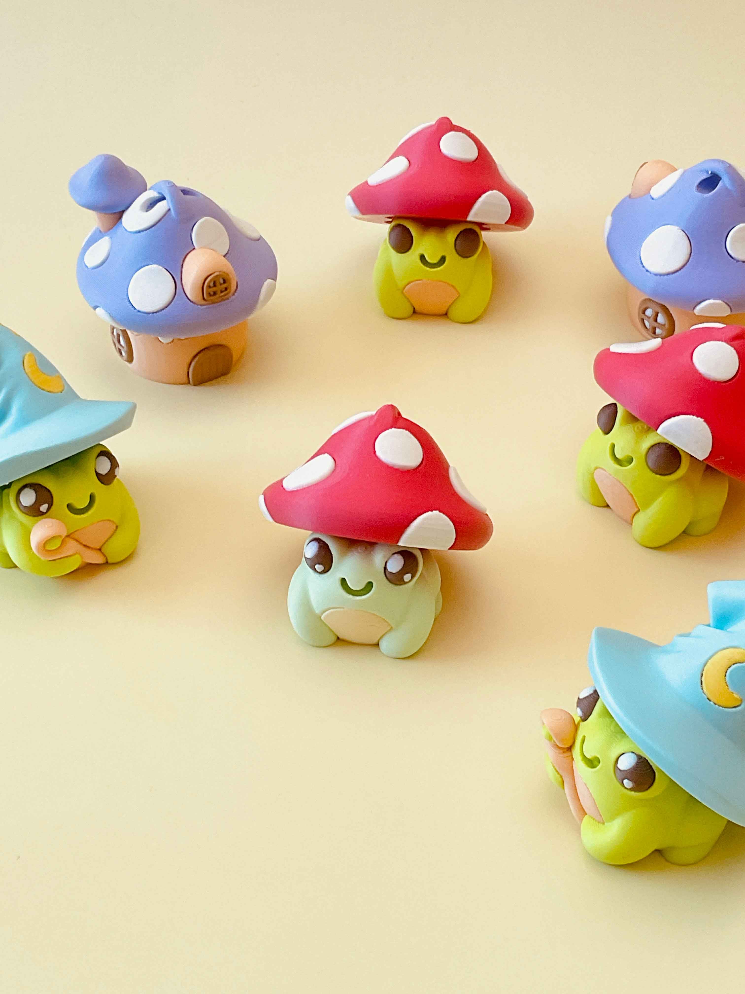 Toadstool Mushroom Frog Clicker Keychain Fidget Toy 3d model