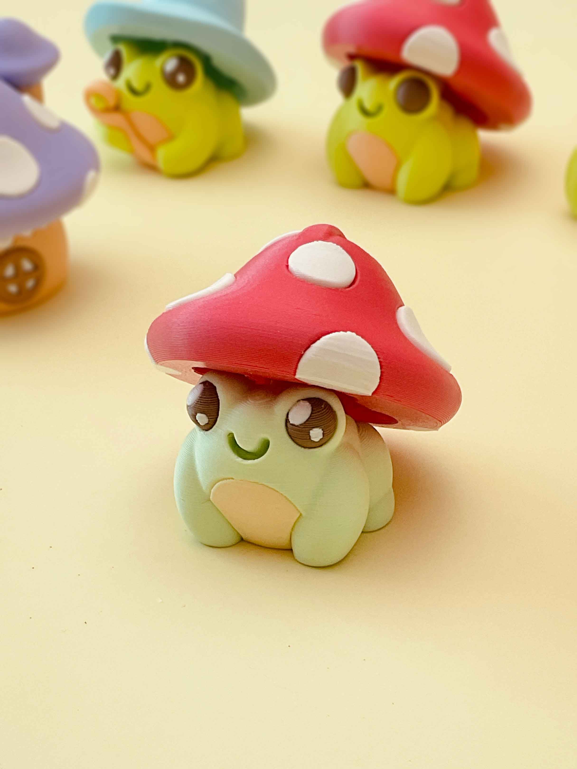 Toadstool Mushroom Frog Clicker Keychain Fidget Toy 3d model