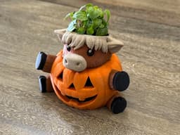 Highland Cow Pumpkin Planter 3d model