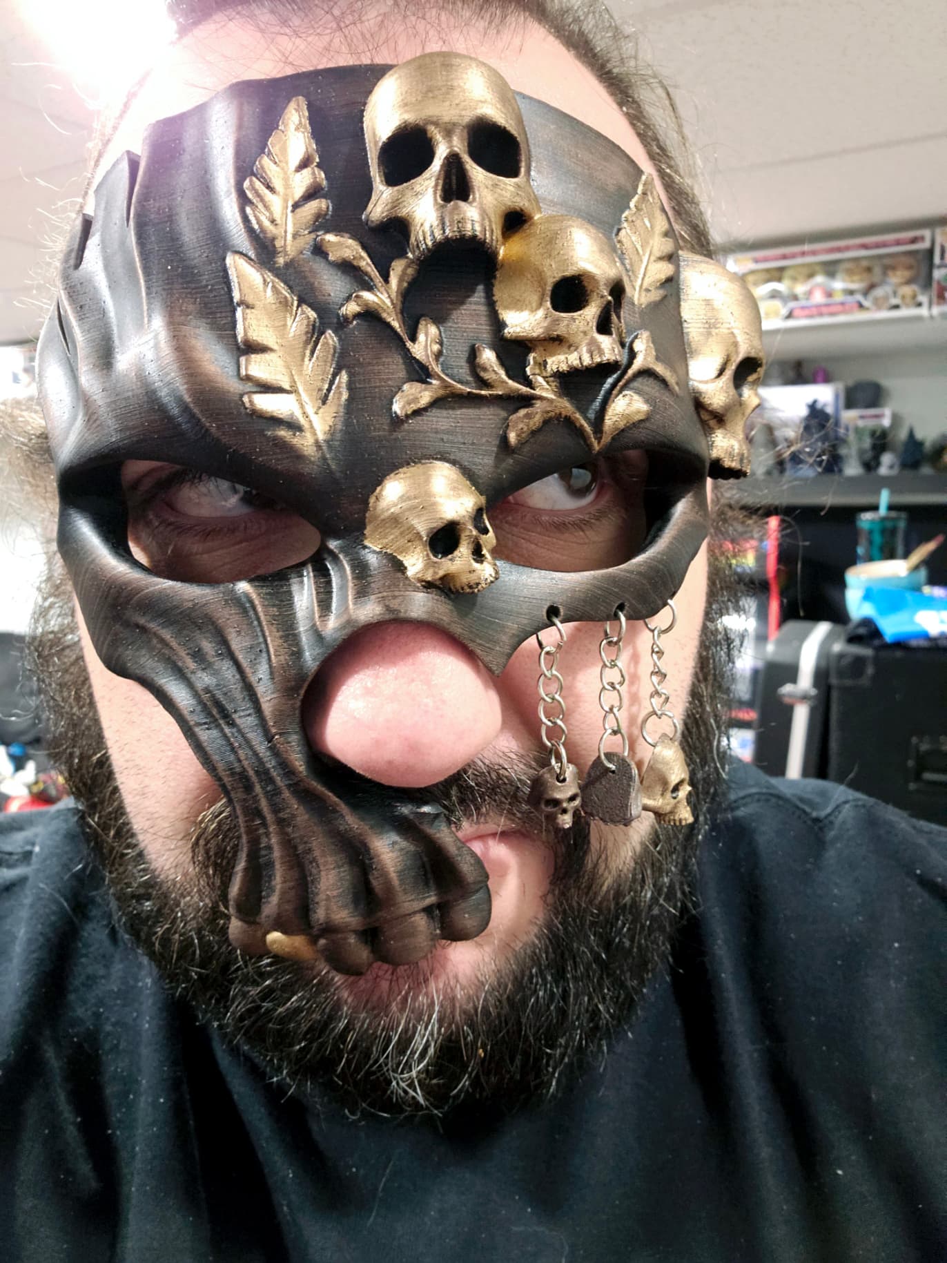 Super easy print with a few supports. Printed in black PLA then painted. It was a hit at Halloween parties!