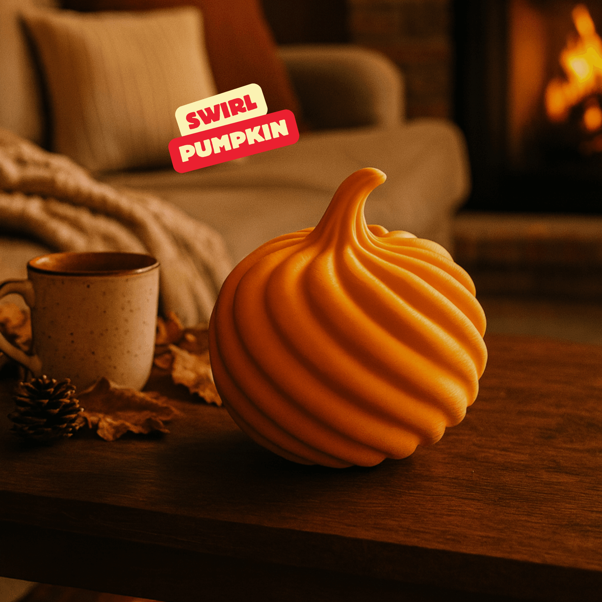 SWIRL PUMPKIN / HALLOWEENDECOR / ABSTRACT DECOR / AUTUMN DECOR 3d model