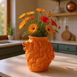 Solar Roar β Lion Flame Vase" 3d model