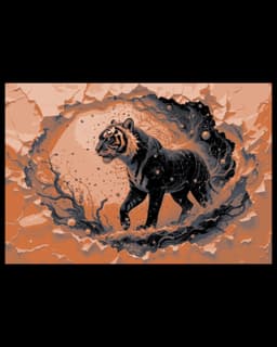 An artistic design of a tiger walking in red and black - hueforge art 3d model