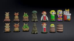 Zelda Wind Waker Fan Art, Chess Full WHITE Set 3d model