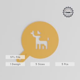 Deer Art Stencil Pack, 5 Motif Sizes, Latte & Decor Use, Animal Stencil for Sugar, Cocoa, Glitter, Paint PRODUCT_1383 3d model