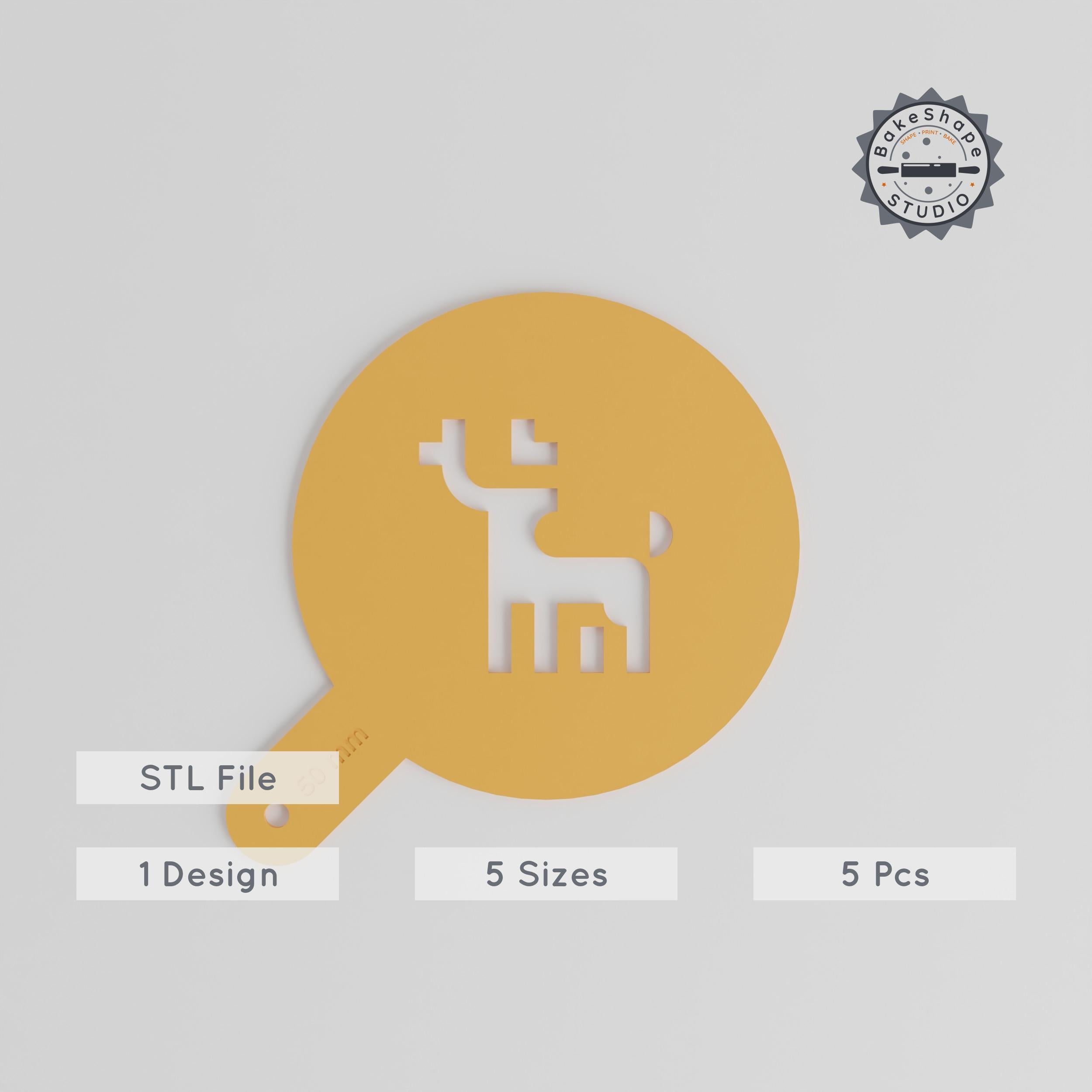 Deer Art Stencil Pack, 5 Motif Sizes, Latte & Decor Use, Animal Stencil for Sugar, Cocoa, Glitter, Paint PRODUCT_1383 3d model