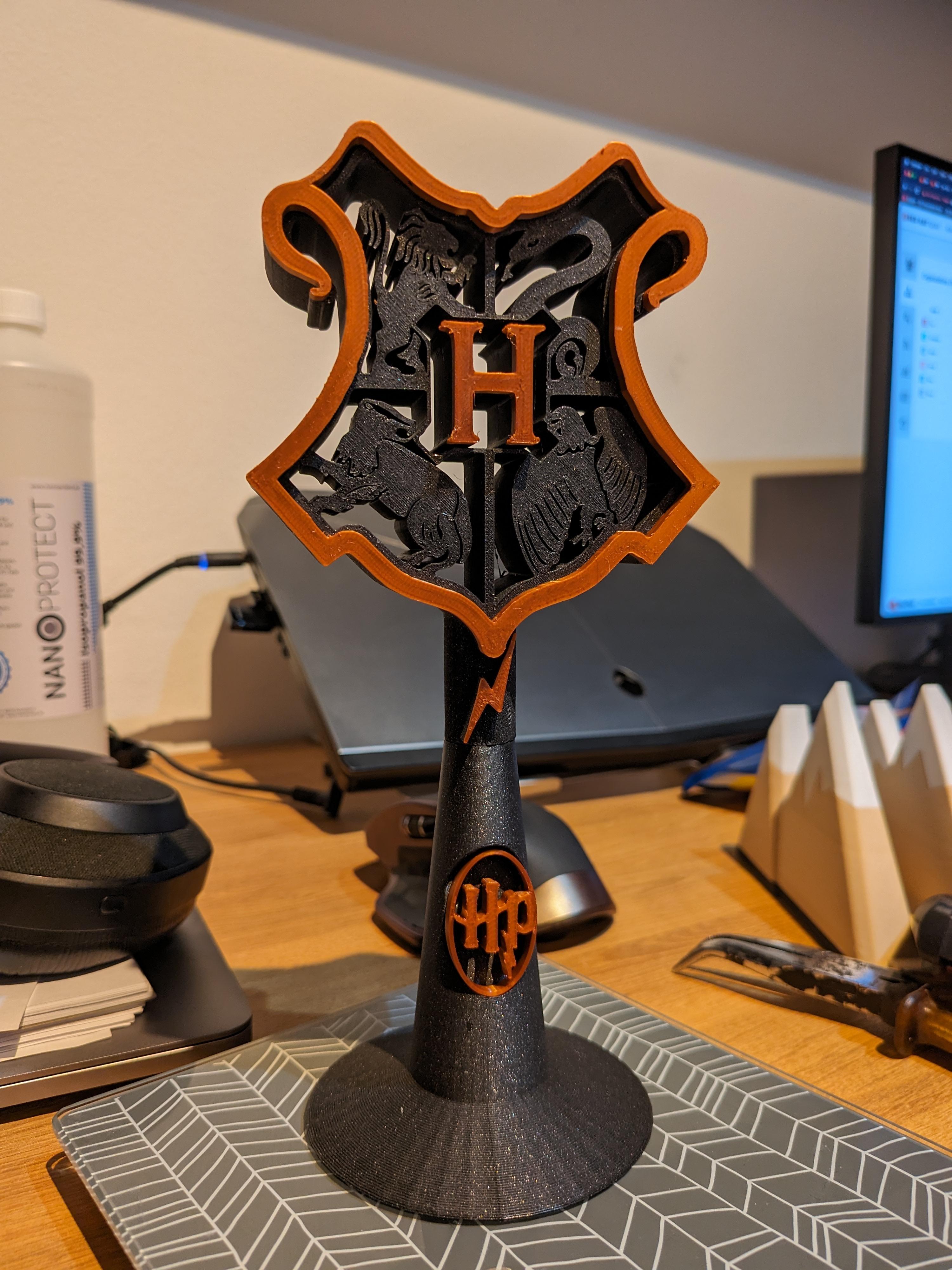 Harry Potter Headphone stand - Printed in Prusament Galaxy Black + Silk Bronze Filament. Thanks for such a great model! - 3d model