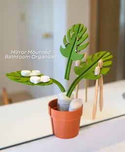 Mirror Monstera - Bathroom Organizer that Mounts to the Mirror 3d model