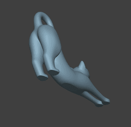 Stretching Cat – Minimal Black Cat Statue 3d model