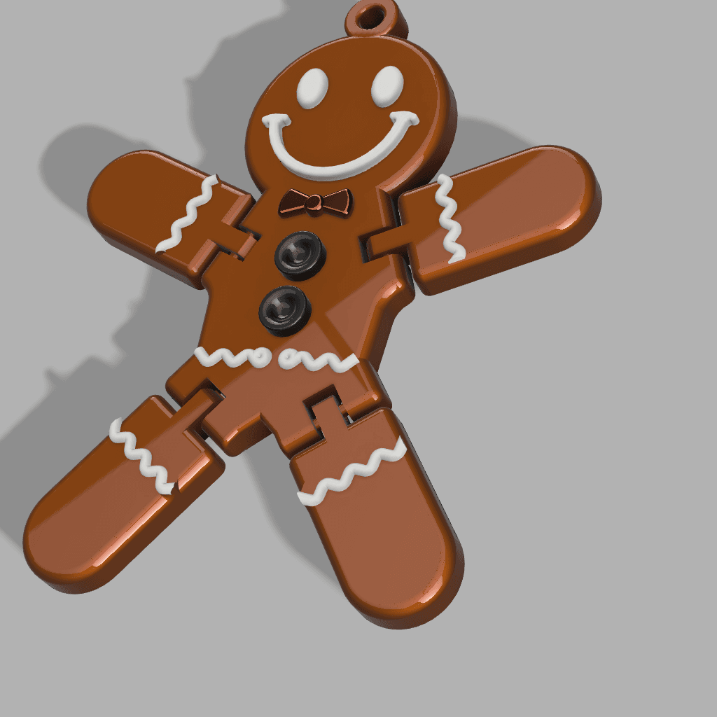 ARTICULATED, GINGERBREAD, MAN, WOMAN, PRINT IN PLACE, CHRISTMAS, ORNAMENT, "HAPPY FACE" 3d model
