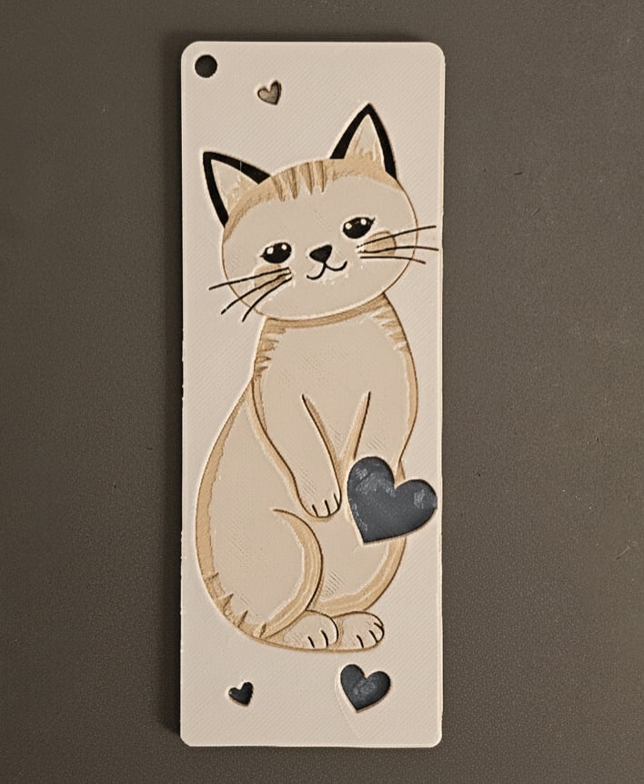 Valentine Kitty Bookmark8 - Hueforge - 4 colors 3d model