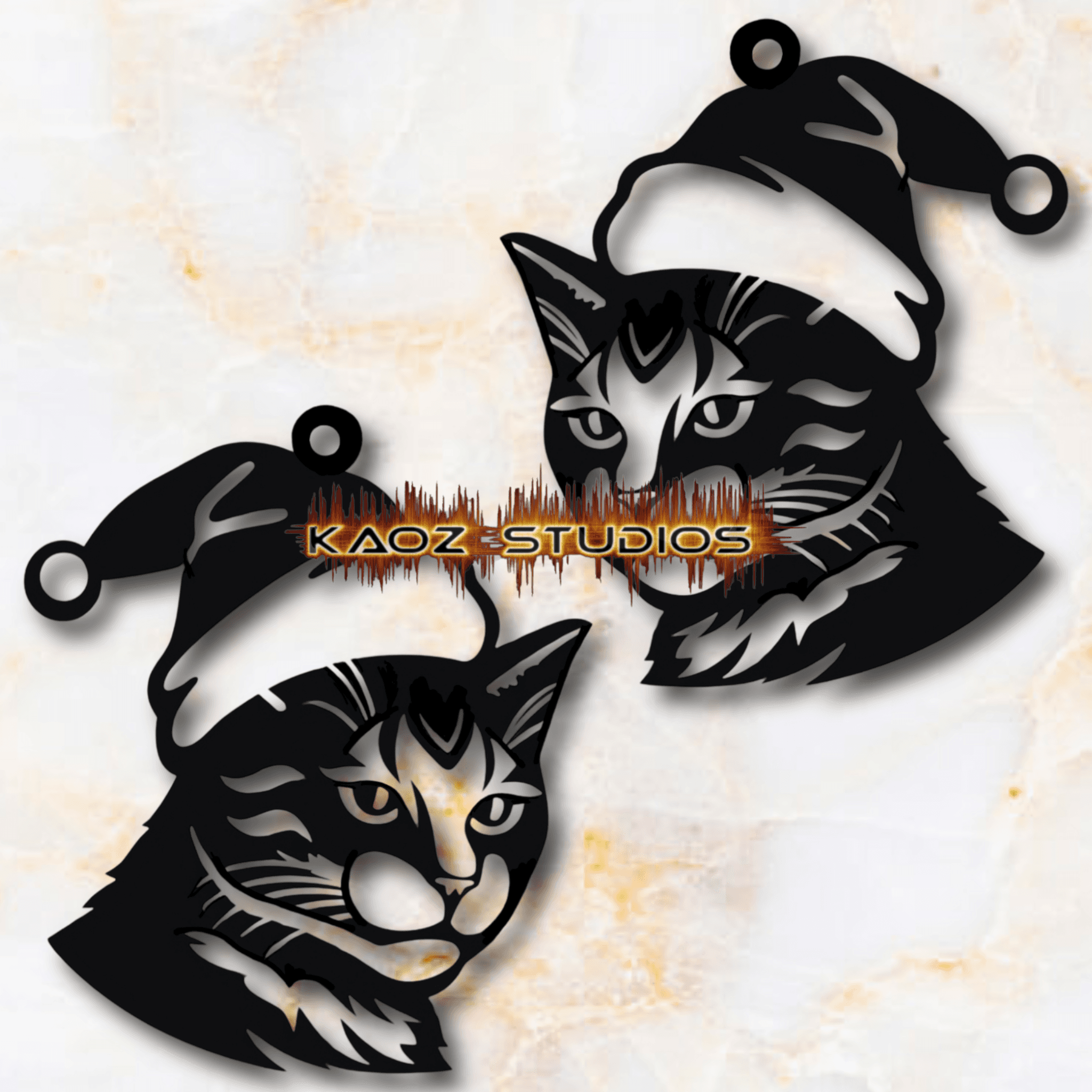 christmas santa claws earrings cat pendant santa cat jewelry 3d model