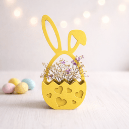Easter Egg Basket Set | Bunny Ear Egg Holder Decor | Ribbon and Heart Pattern | 2 Piece Spring Bundl 3d model