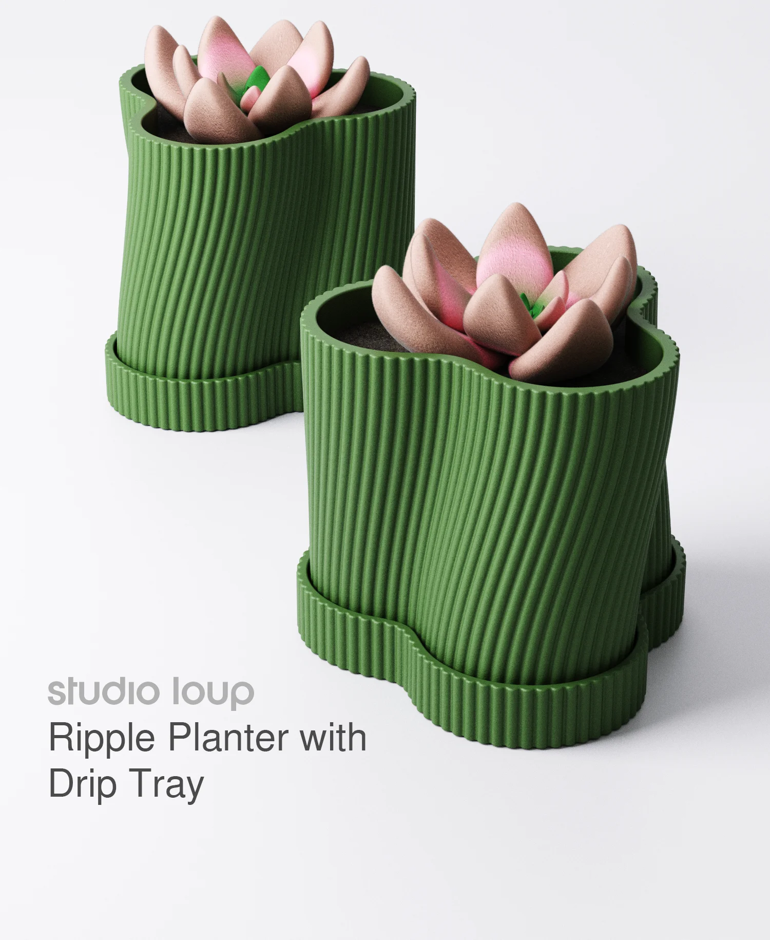 Ripple Planter with Drip Tray 3d model