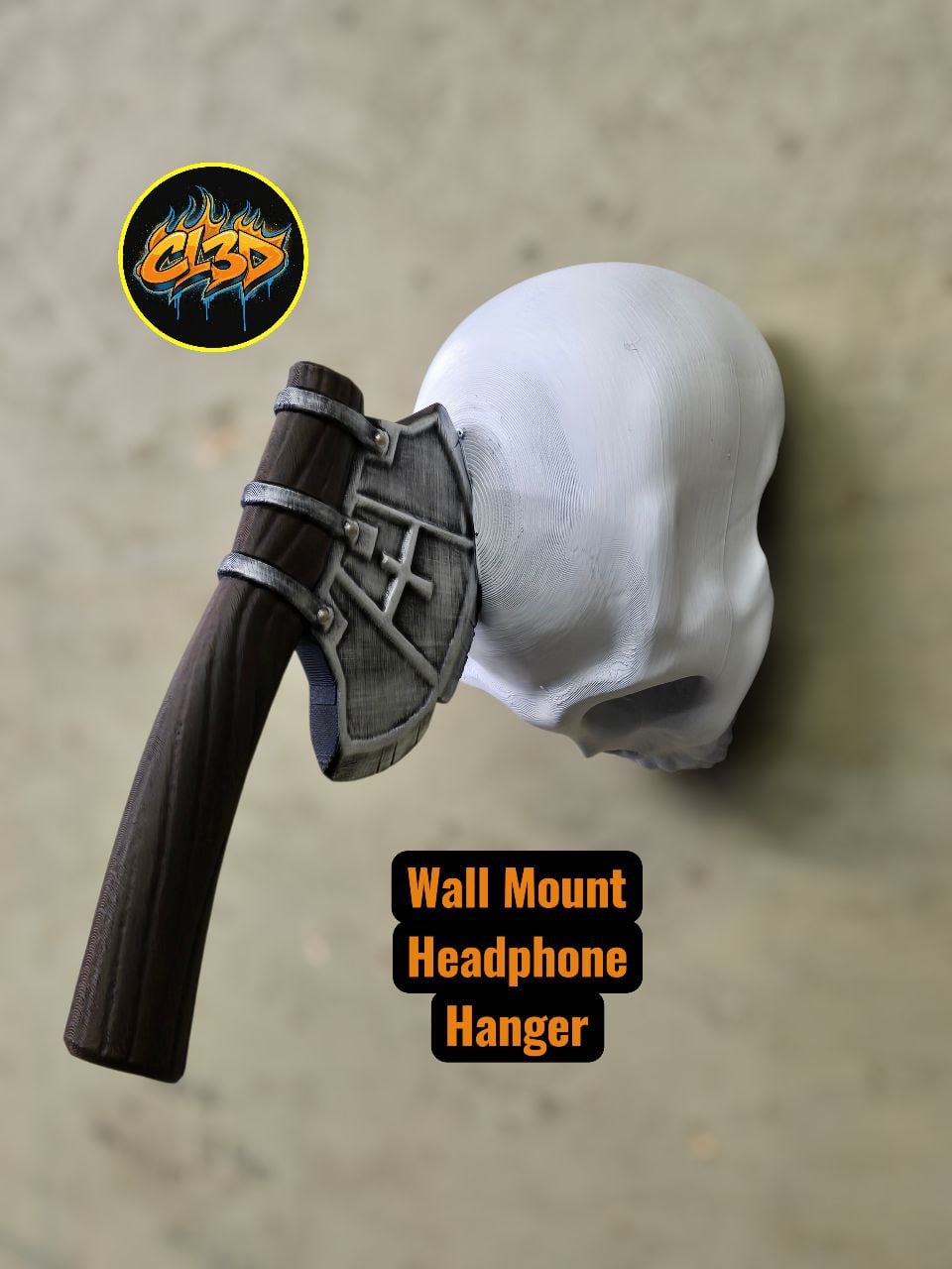 Primitive Axe Headphone Hanger - Skull 3d model