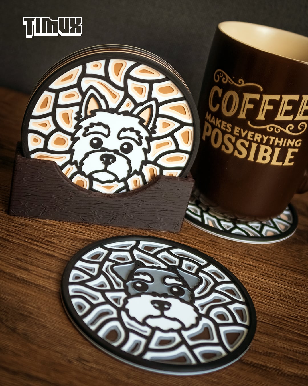 SCHNAUZER & WEST HIGHLAND WHITE TERRIER COASTER 3d model