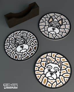 SCHNAUZER & WEST HIGHLAND WHITE TERRIER COASTER 3d model