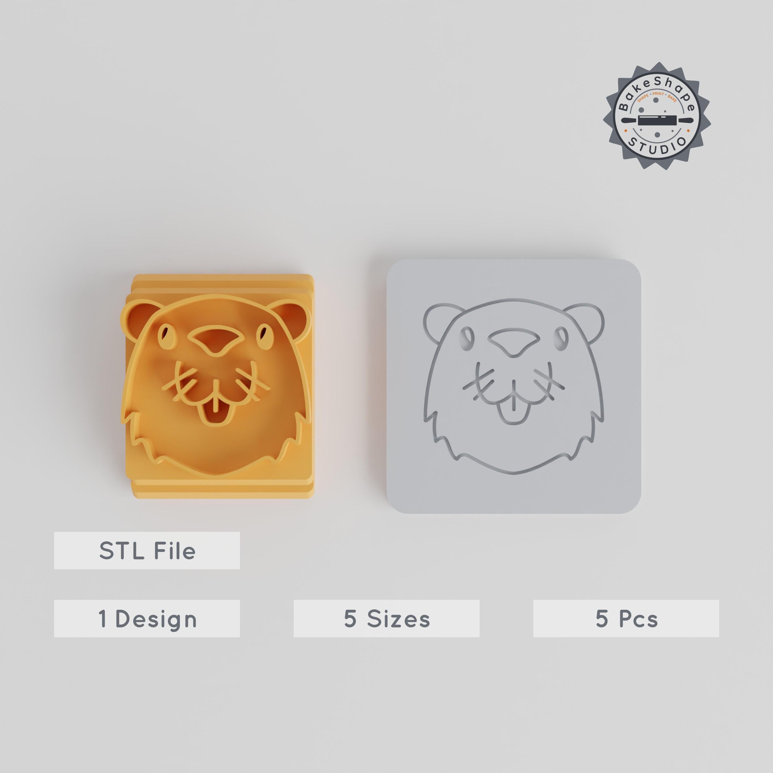 Beaver Stamp Tile Set, 5 Size Options, Perfect for Clay, Cookies & Fondant, Cute Wildlife Rodent Motif PRODUCT_5587 3d model