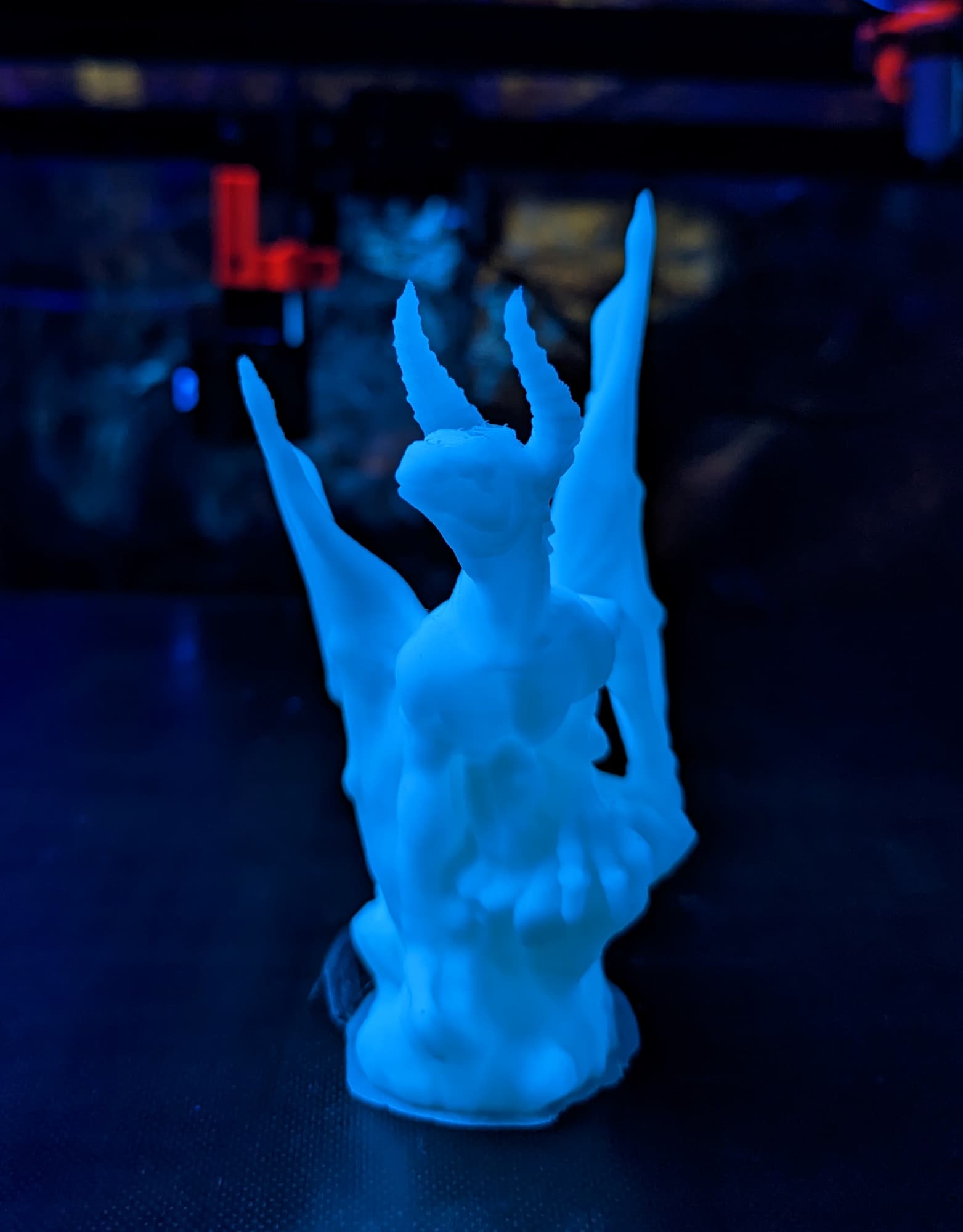 Printed with blue glow in the dark.