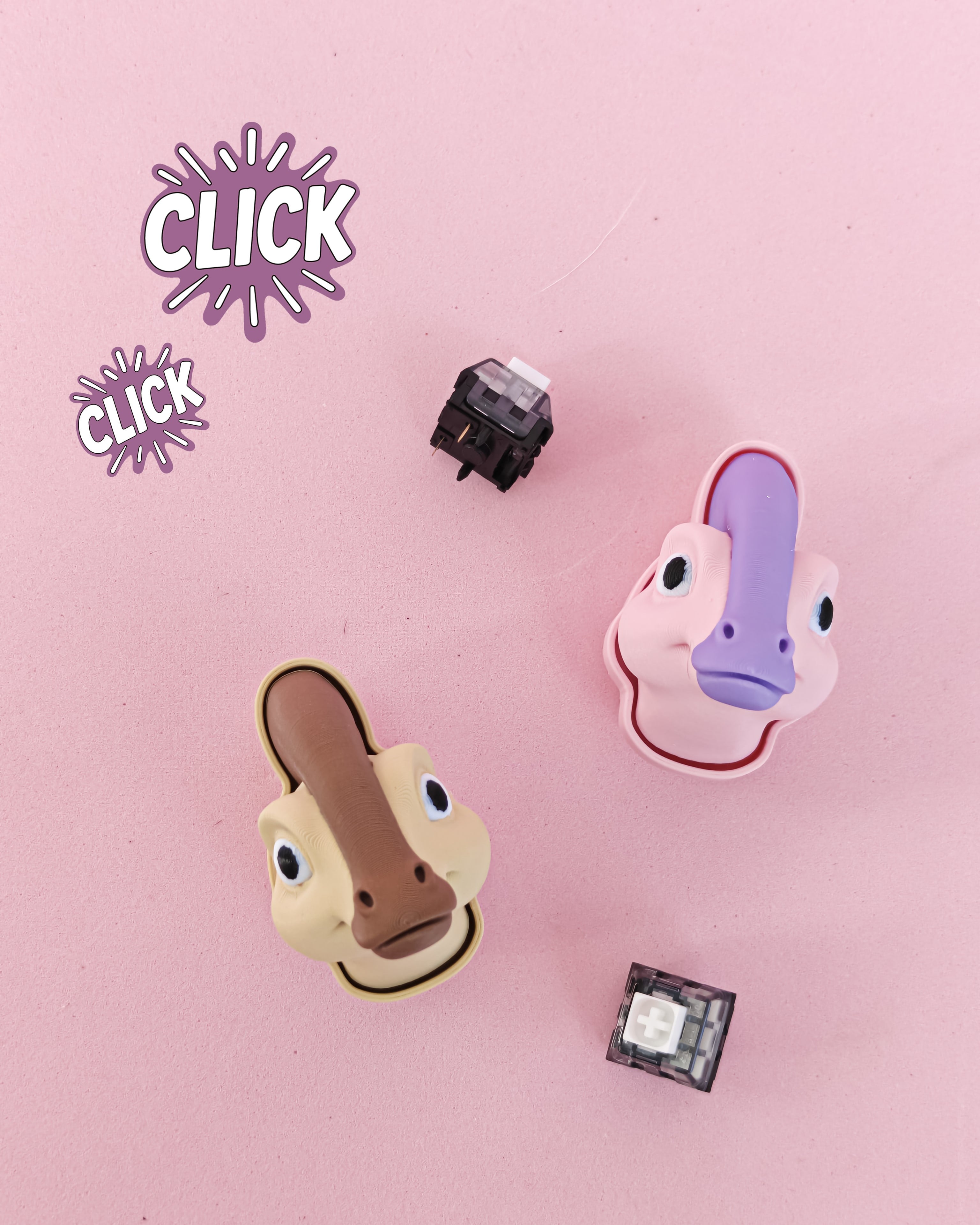 Parasaurolophus Fidget Clicker Keychain, Dinosaur Toy Clicker 3d model