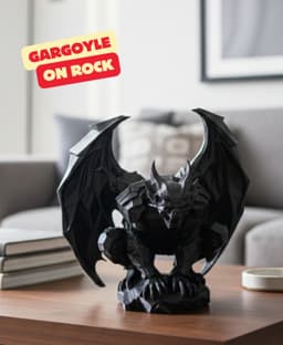 GARGOYLE ON ROCK SCULPTURE / ABSTRACT SCULPTURE / GOTHIC DECOR / HOMEDECOR / DECORATIONS / TABLETOP 3d model