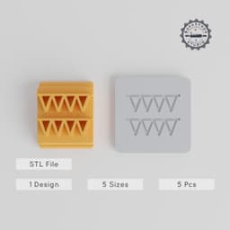 Buntings Stamp Tile Collection, 5 Sizes, Perfect for Clay, Cookies & Fondant, Party Flags & Decoration, 20-40mm, Festive Craft Tools PRODUCT_4576 3d model