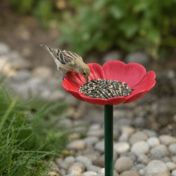 Flower Bird Feeder Set | Garden Stake Bee Bath - 3 Different Floral Stake Bundle 3d model