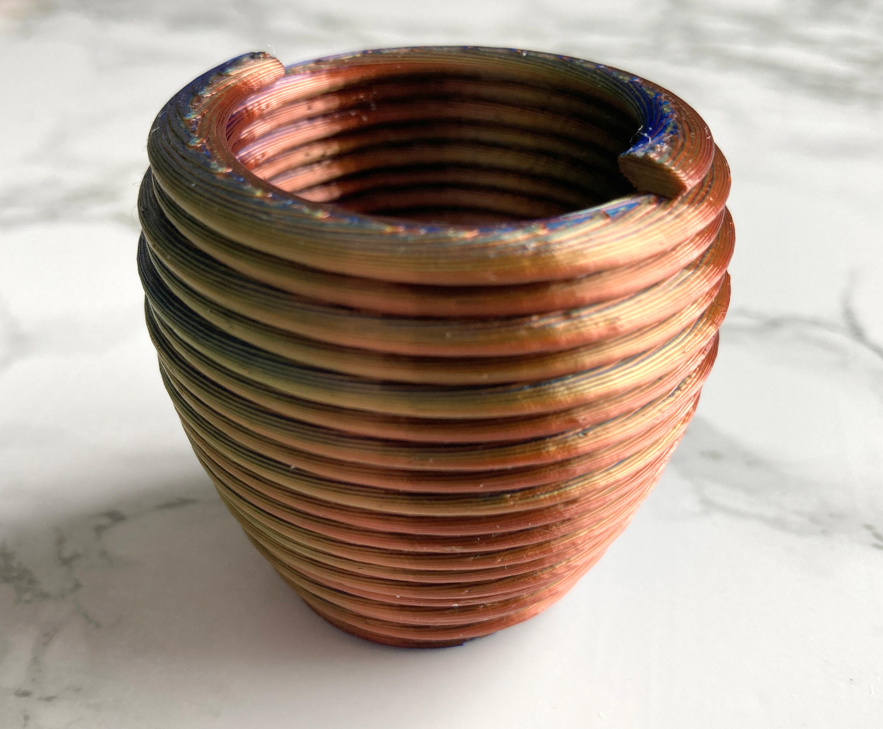 Coil Bowl - Such a fun looking model, had to try it with my Copper-Gold-Blue tri-colored filament! - 3d model