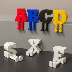 Articulated Letter Set | Full Alphabet, A–Z with Moving Legs | for Home, Office, Educational 3d model