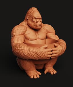 Silverback Gorilla STL | Animal Planter 3D Print | Jungle Decor 3d model