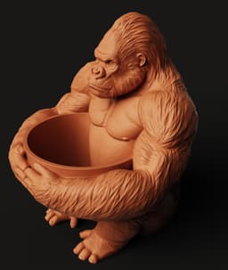 Silverback Gorilla STL | Animal Planter 3D Print | Jungle Decor 3d model