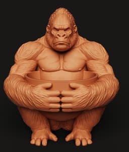Silverback Gorilla STL | Animal Planter 3D Print | Jungle Decor 3d model