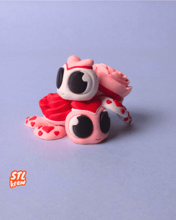 Articulated Rose sea turtle - Valentine heart turtle 3d model