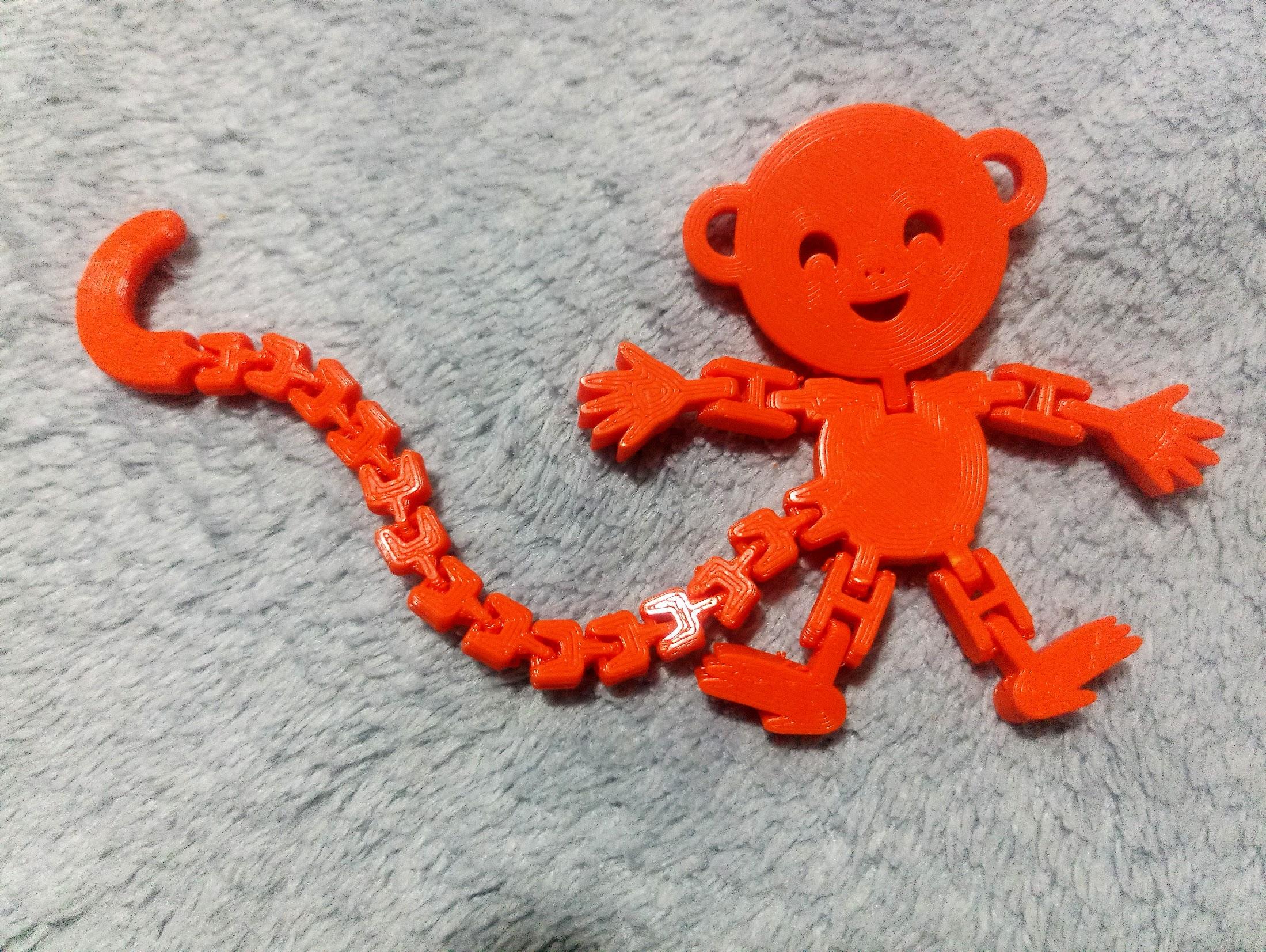 Flexi Articulated Monkey - Printed in a smaller size for testing. Filament ABS. - 3d model