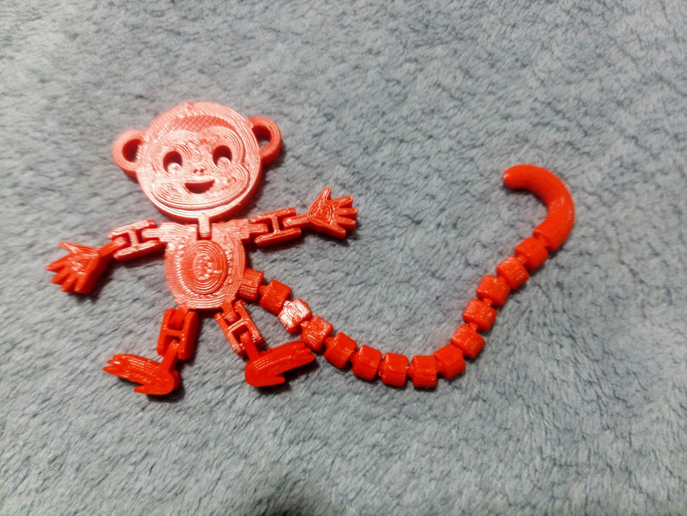 Flexi Articulated Monkey - Printed in a smaller size for testing. Filament ABS. - 3d model