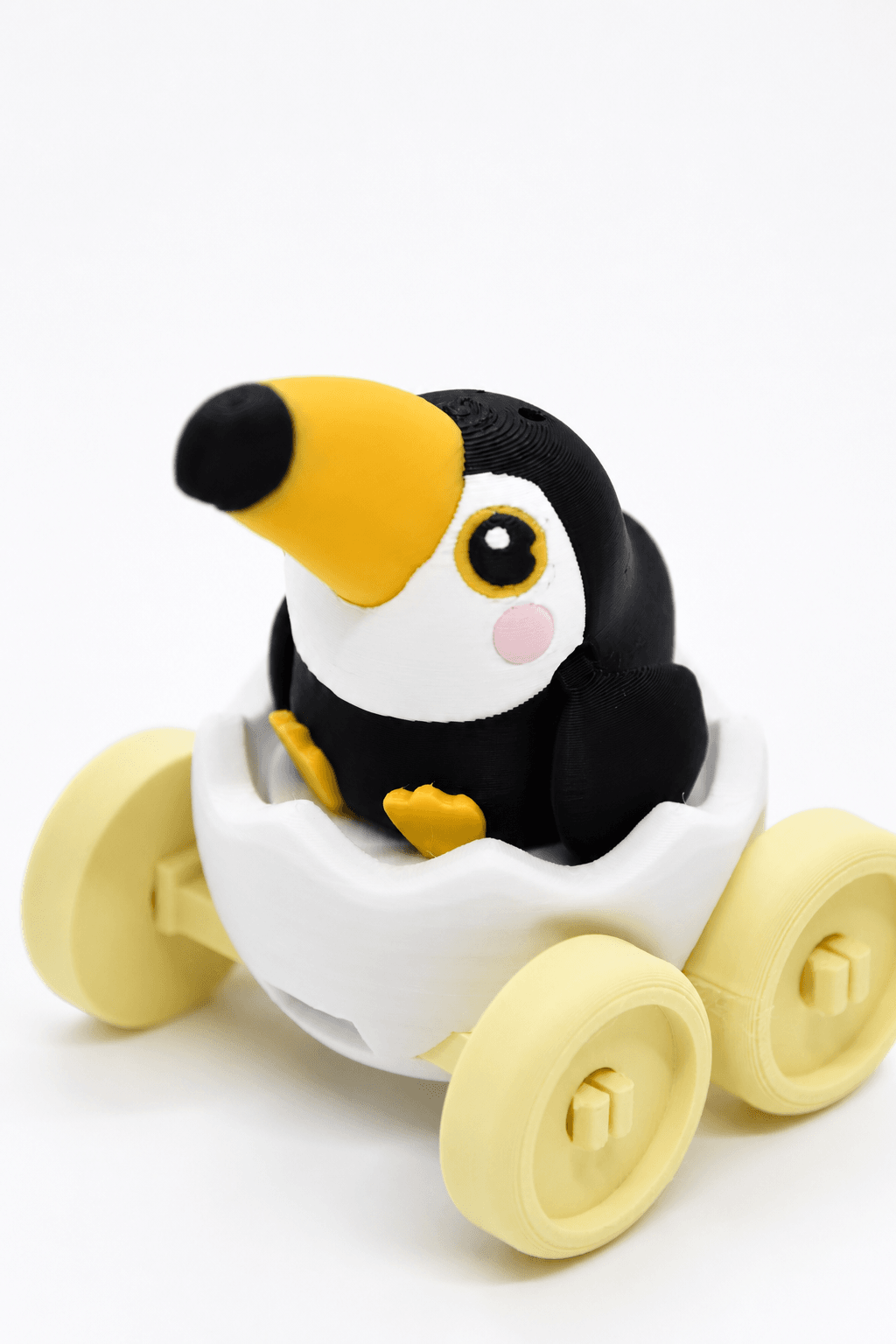 Flexi Toucan Clicker Toy – Playable Egg Cart & Spinnable Straw Topper (Multicolor) 3d model