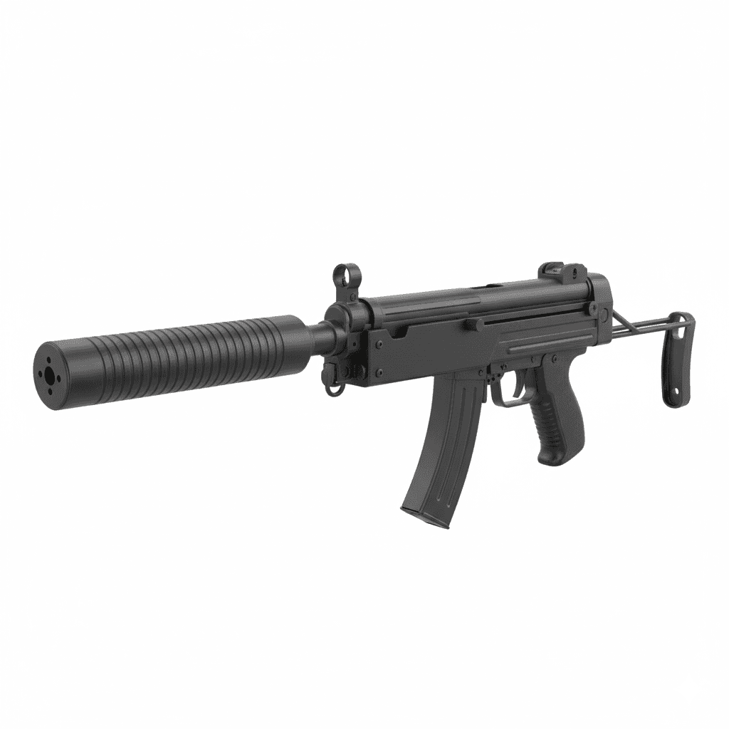 Gun Suppressed Uzi Stealth Tactical SMG 3d model