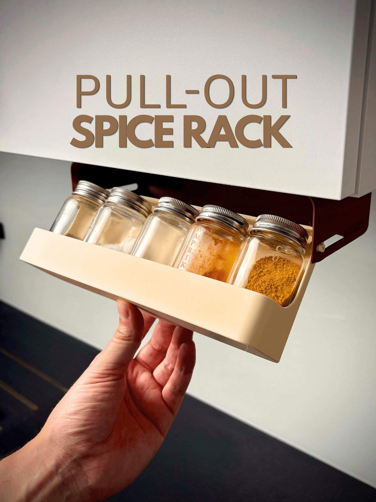 Spice Rack Organizer | Pull-Out Holder | 5 Jars 3d model
