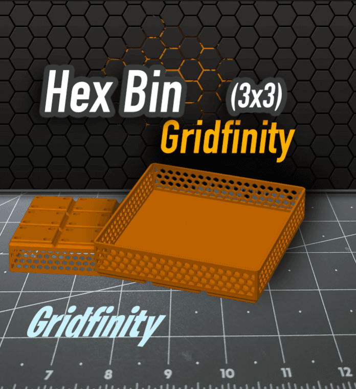 Hex Bin Gridfinity 3x3 3d model
