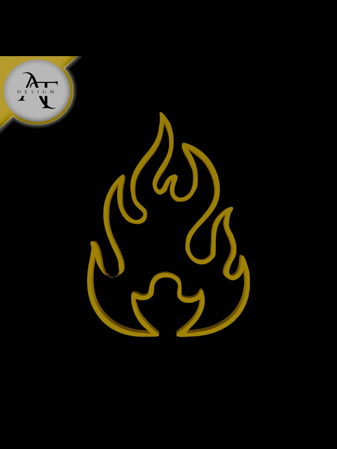 Simple Flame Symbol - 2D Art 3d model