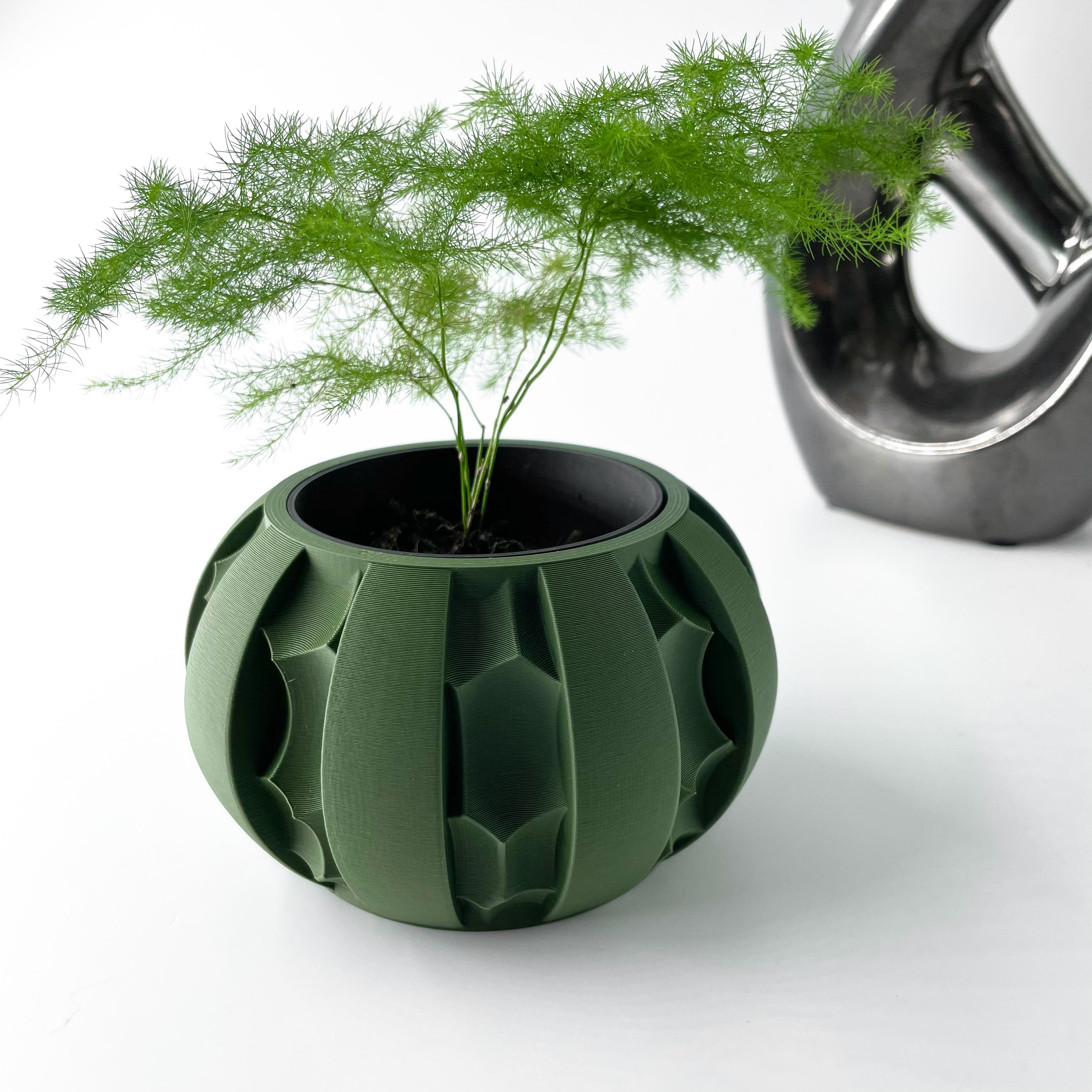 The Erna Planter Pot with Drainage Tray & Stand | Modern and Unique Home Decor for Plants 3d model