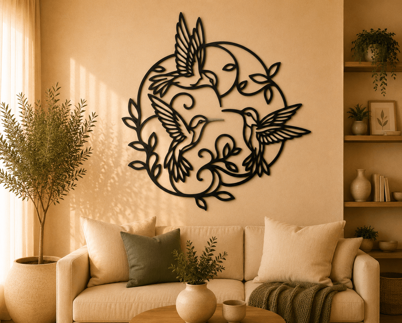 Hummingbird Nature Circle 2D Wall Art.stl 3d model