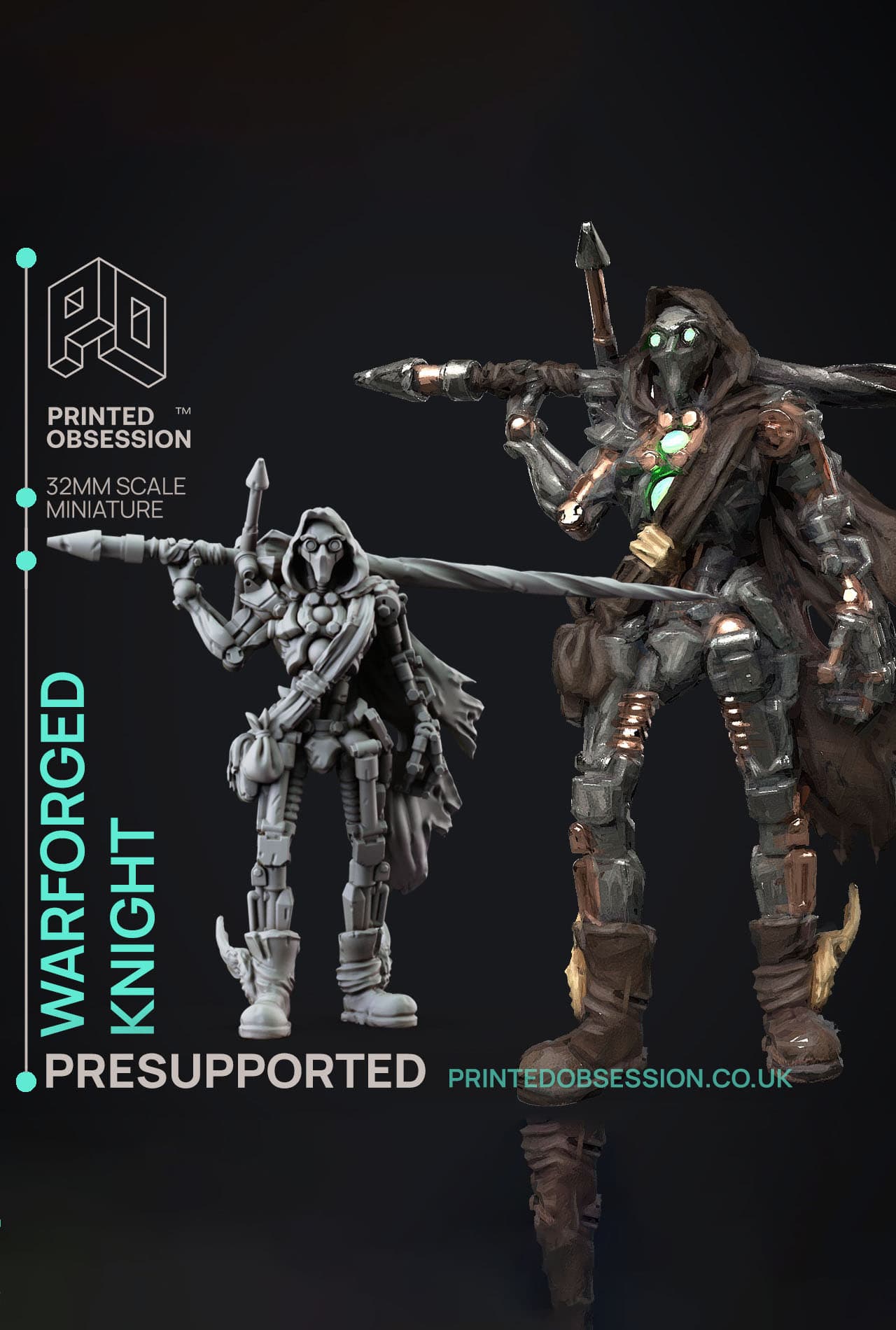 Scrap Knight - Foundlings - PRESUPPORTED - Illustrated and Stats - 32mm scale 3d model