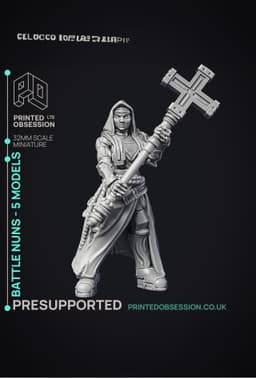 Battle Nuns - 5 Models - PRESUPPORTED - Heaven Hath No Fury - 32 mmm 3d model